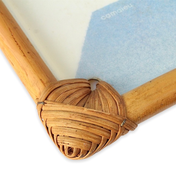 Vintage 1980s French Serving Tray Fiberglass Bamboo Alpac Anne Stringer Camaieu - Picture 9 of 10